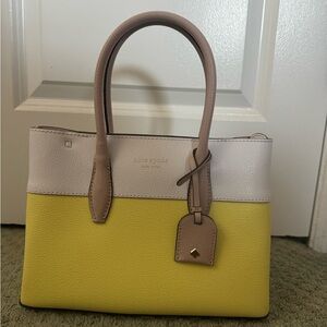 Kate Spade Yellow and Cream Satchel with Geometric Design